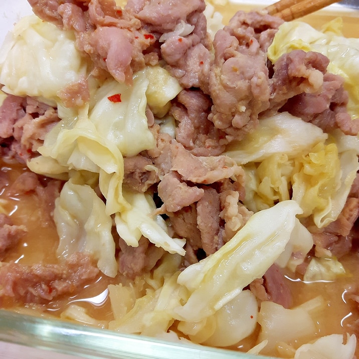 電子レンジで！豚肉とキャベツの簡単ホイコーロー♪